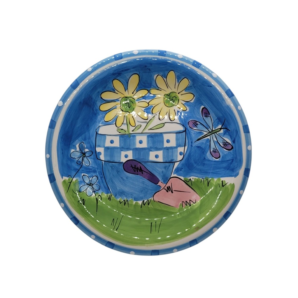 Hausenware Mary Jane Mitchell 1999 Daisy Garden Ceramic 8.25 Inch Plate Blue